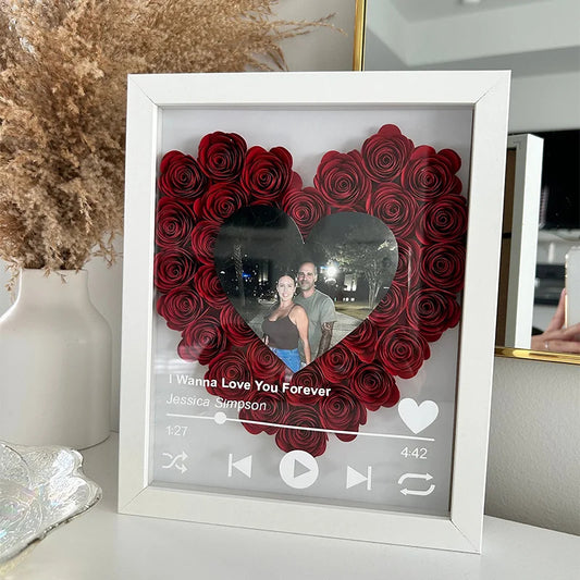 Custom Flower Shadow Box with Photo Rectangle