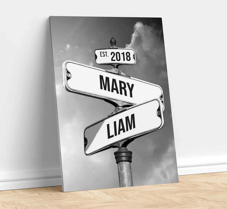 Personalized Canvas Vintage Street Sign for couples💞