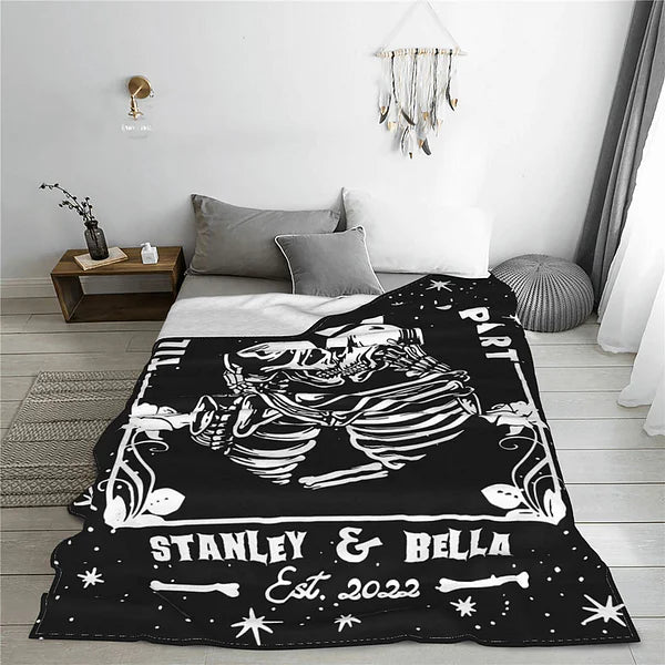 Personalised Till Death Do Us Part Couple Skull Flannel Blankets