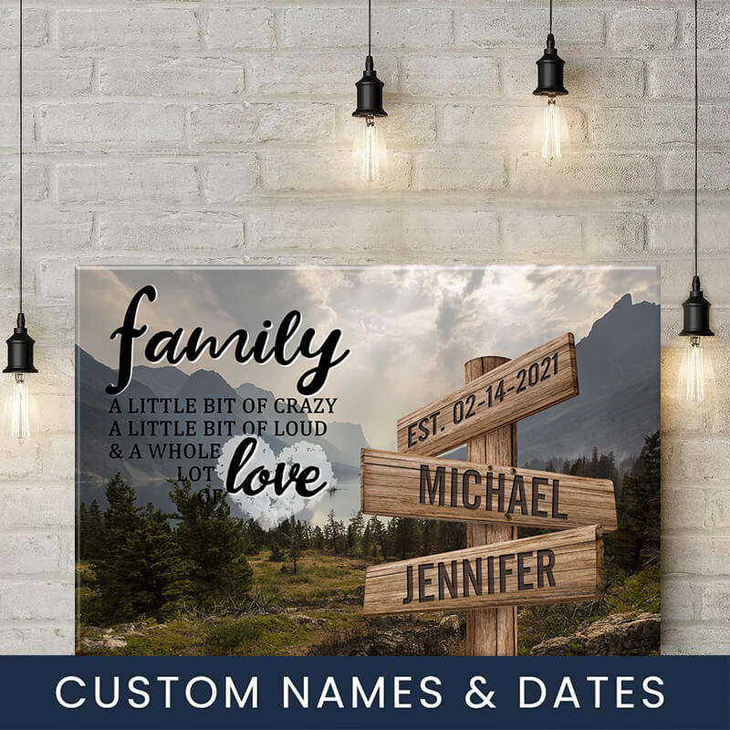Mountain Range Color A Little Whole Lot of Love Multi-Names Premium Canvas #5