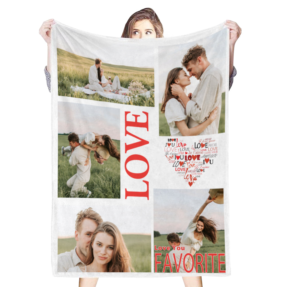 Personalized 5 Photos Blankets Fleece Blanket Gift for Lover💞