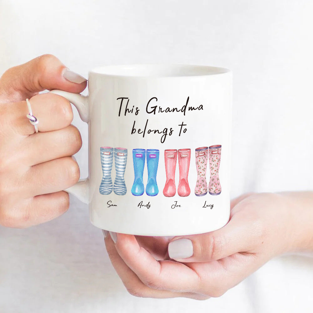 Personalized Family Rain Boots Names Mug