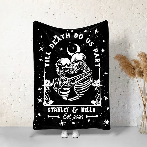 Personalised Till Death Do Us Part Couple Skull Flannel Blankets