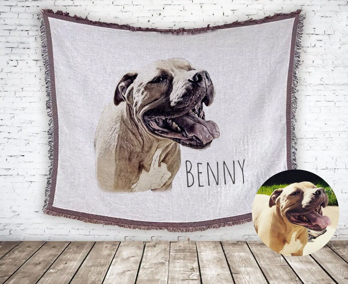 Custom Pet Photo Woven Blanket