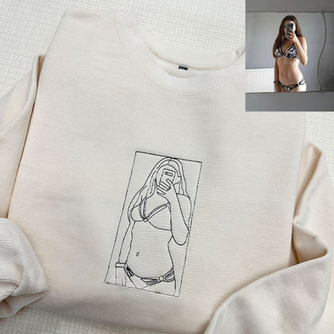 Custom Embroidered Line Drawing Hoodie