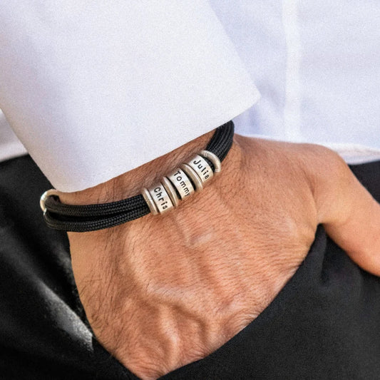 Bracelet en cuir pour homme avec perles personnalisées