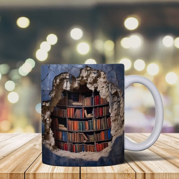 3D Bookshelf Mug