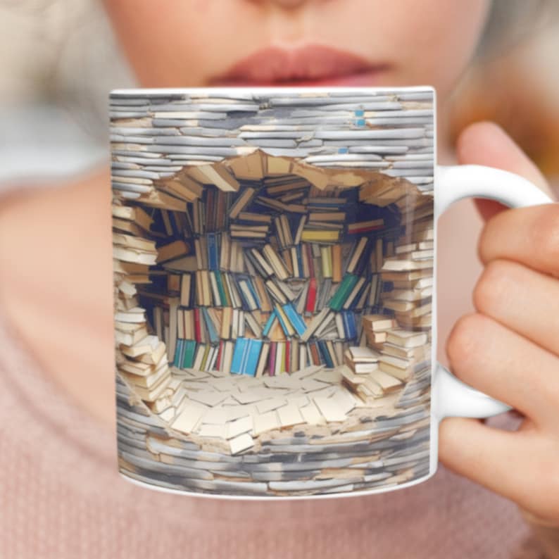 3D Bookshelf Mug