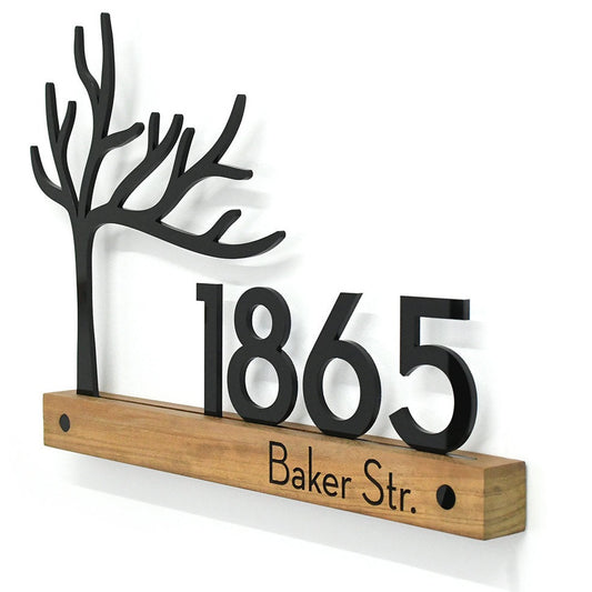 Custom Wooden House Numbers Sign