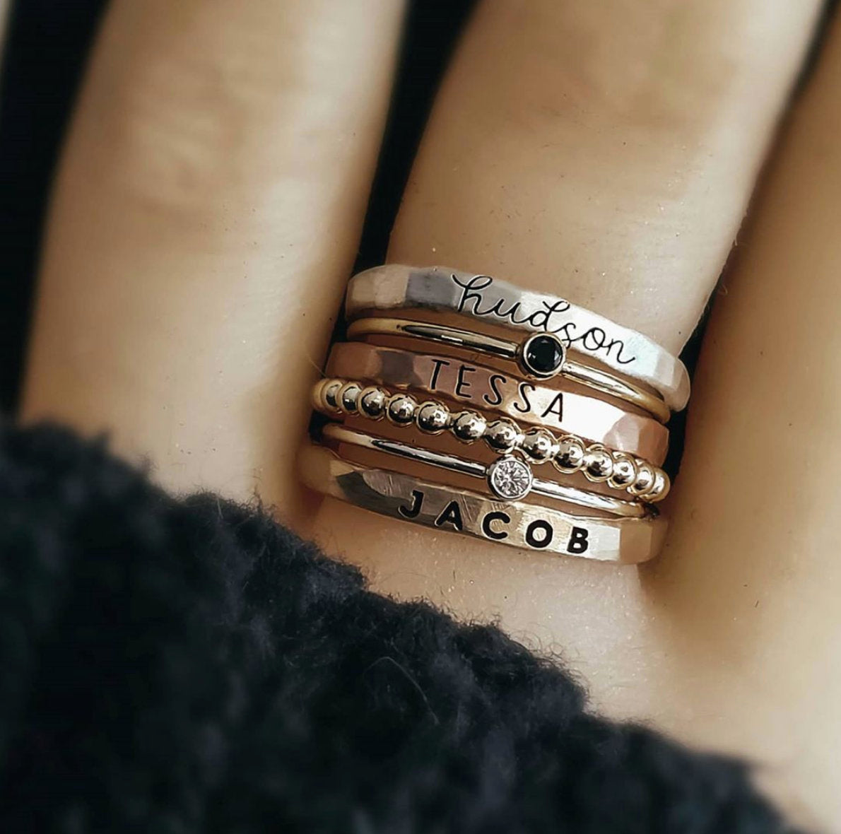 Personalized Mothers Ring Stack