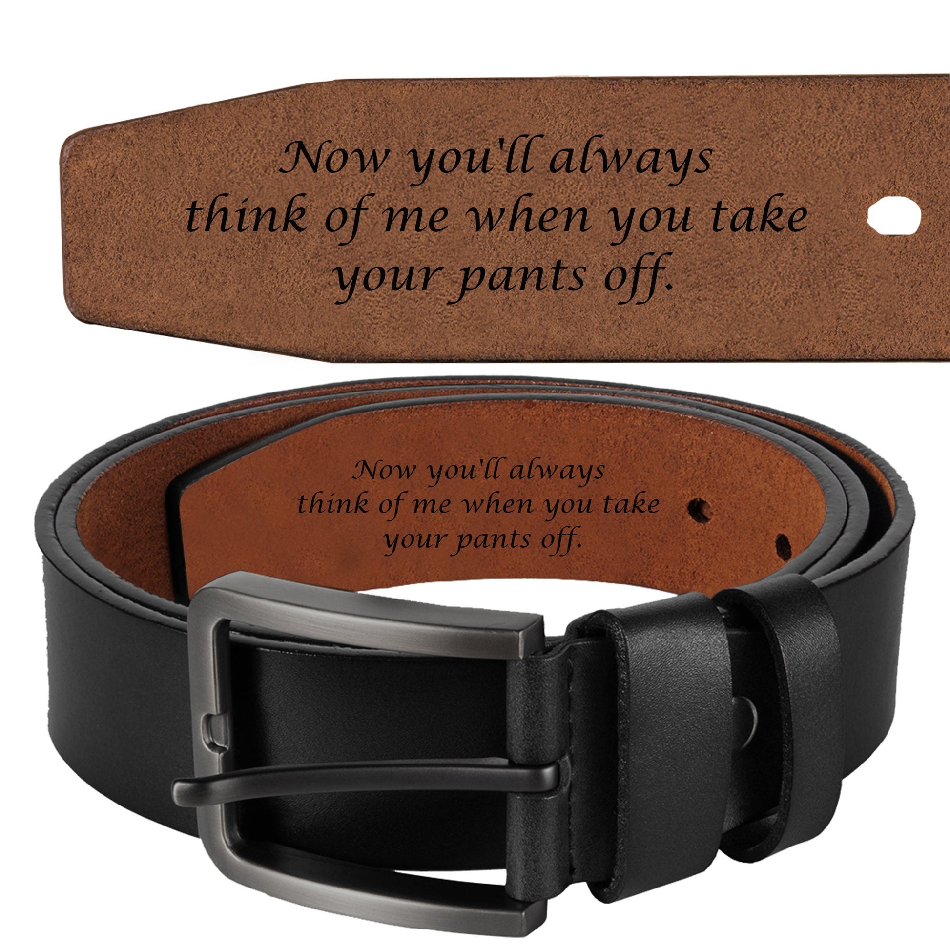 Personalized Belt Black Leather Belt for Men Husband Father 