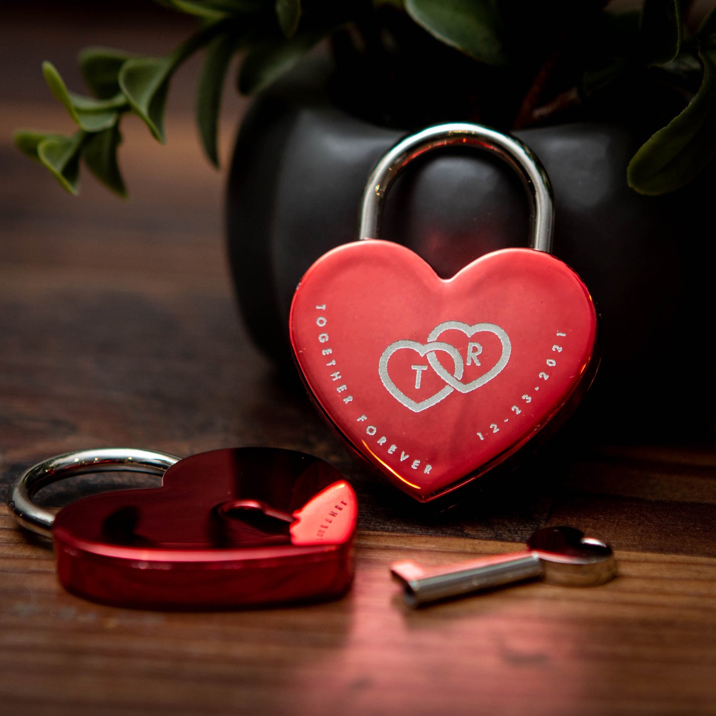 Engraved Heart Love Lock with Key Valentine's Gift