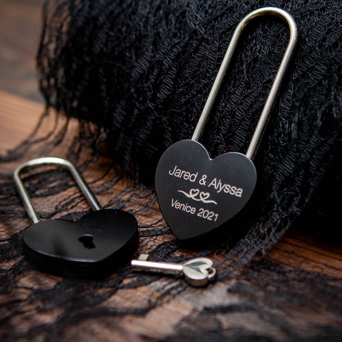 Engraved Heart Love Lock with Key Valentine's Gift