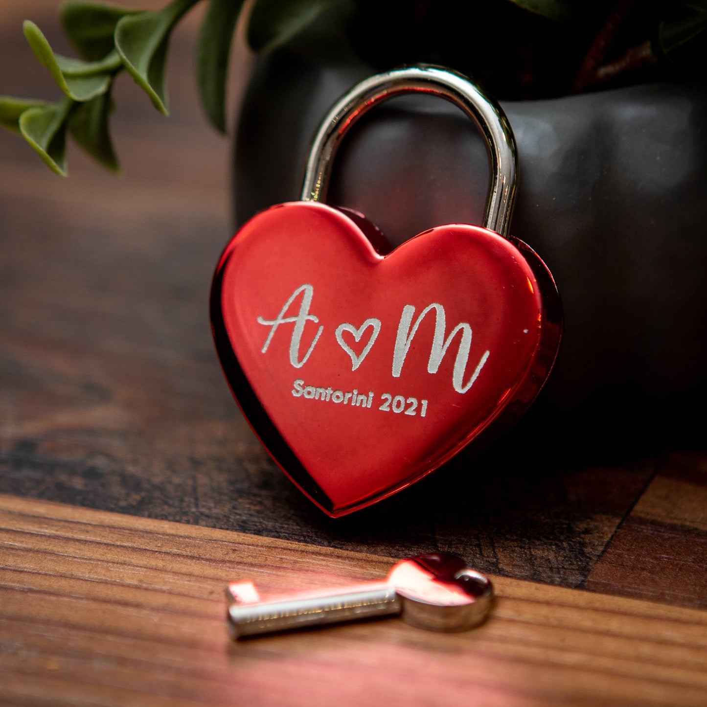 Engraved Heart Love Lock with Key Valentine's Gift