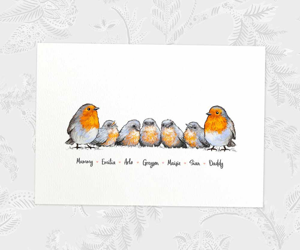 Personalized Robins Family Portrait Frame