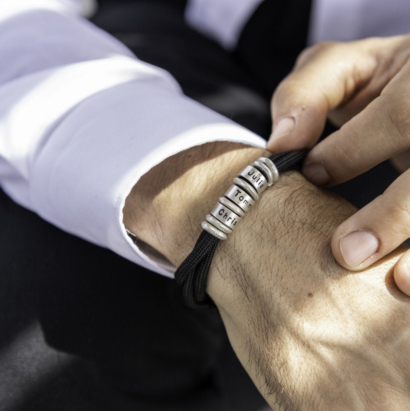 Bracelet en cuir pour homme avec perles personnalisées