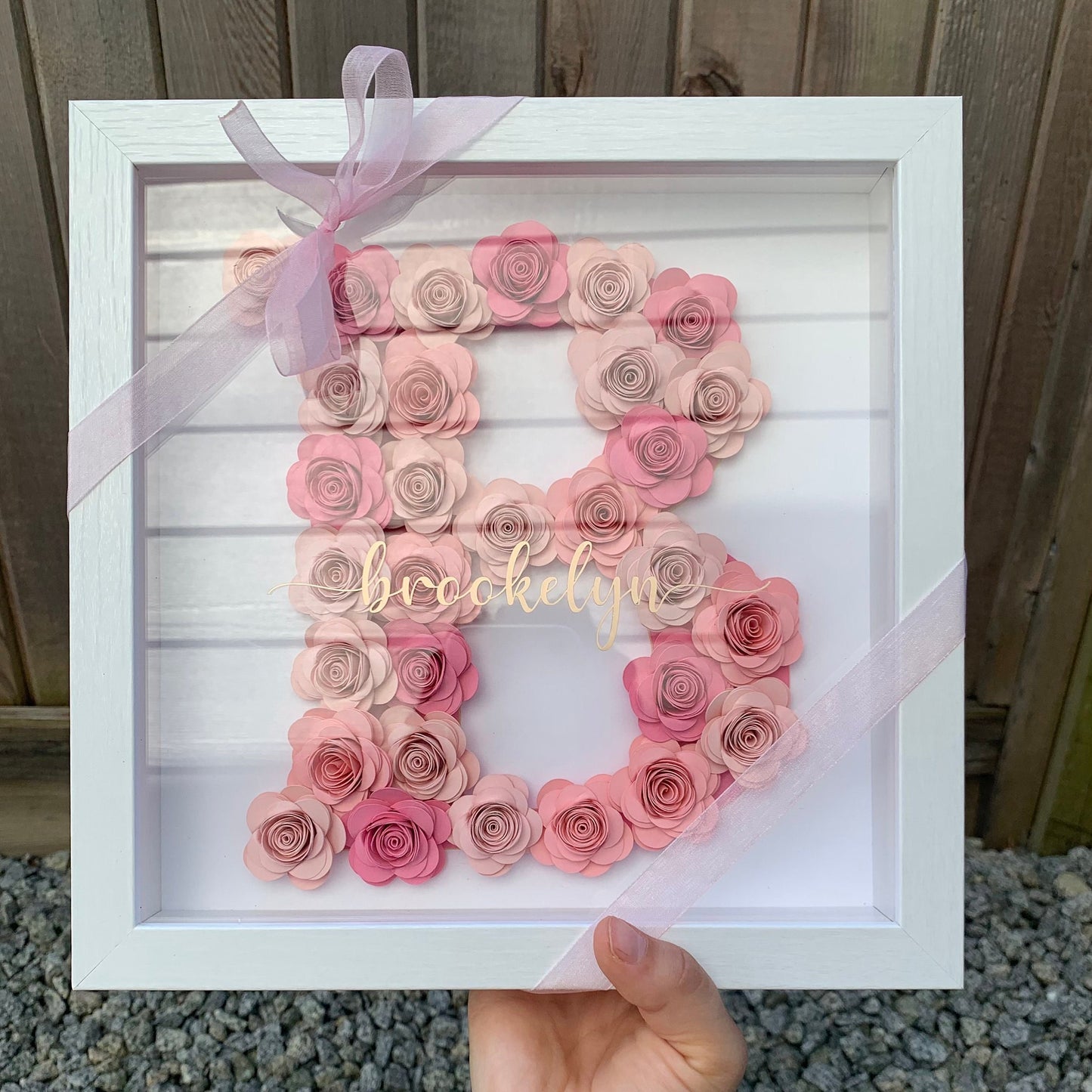 Custom Flower Shadow Box Initial