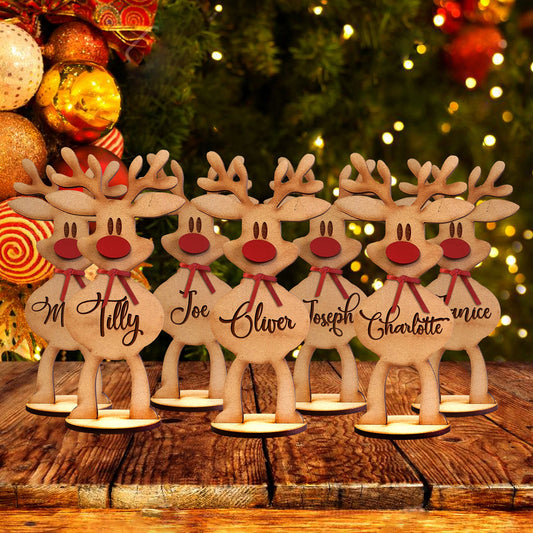 Personalized Freestanding Reindeer Family Christmas Decoration🦌