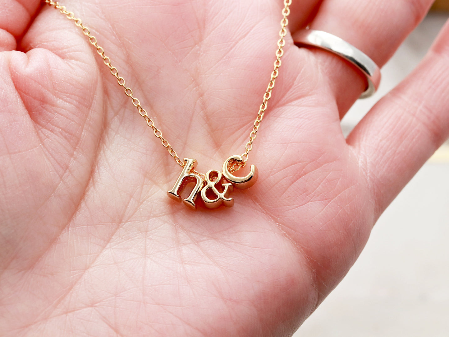 Initials Necklace Ampersand or Heart