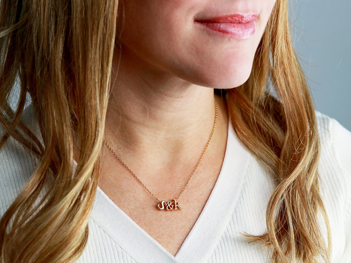 Initials Necklace Ampersand or Heart