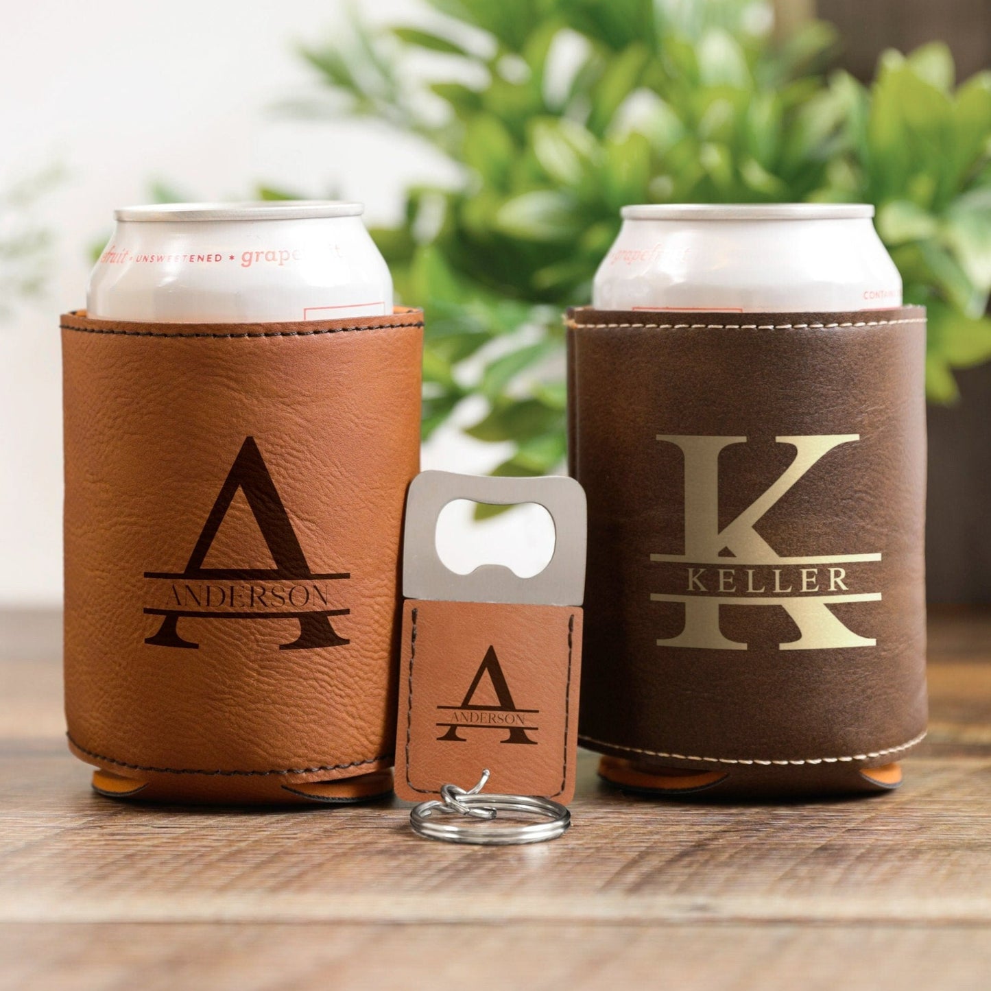 Personalized Beverage Holder and Bottle Opener Set