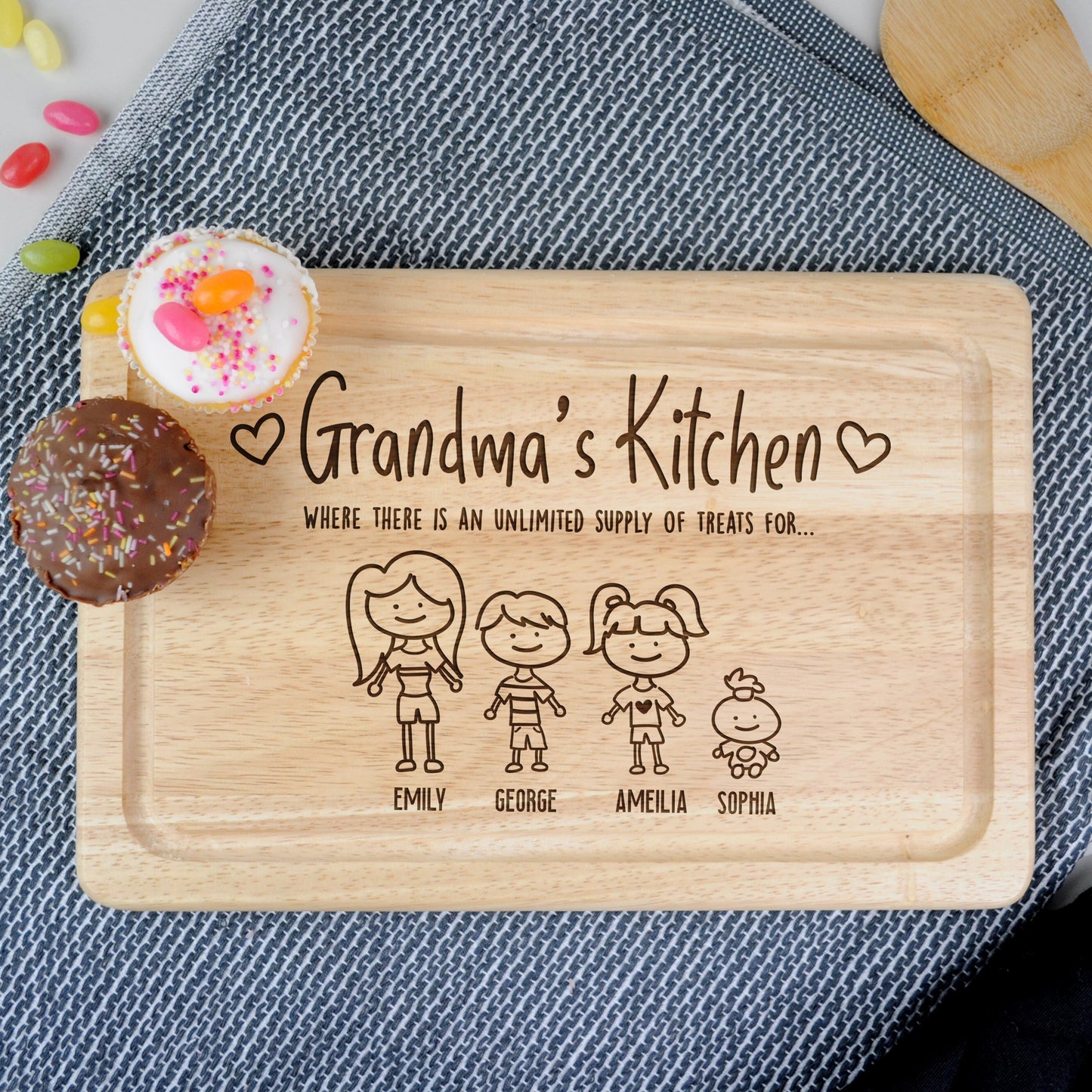 Personalised Grandma's Kitchen Wood Cutting Board