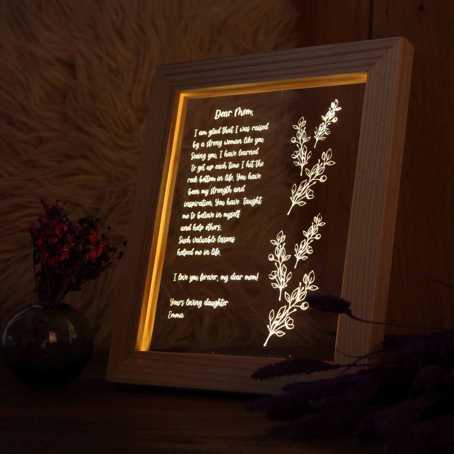 Personalized Hand-Written Letter Night Light - Gift for Mom