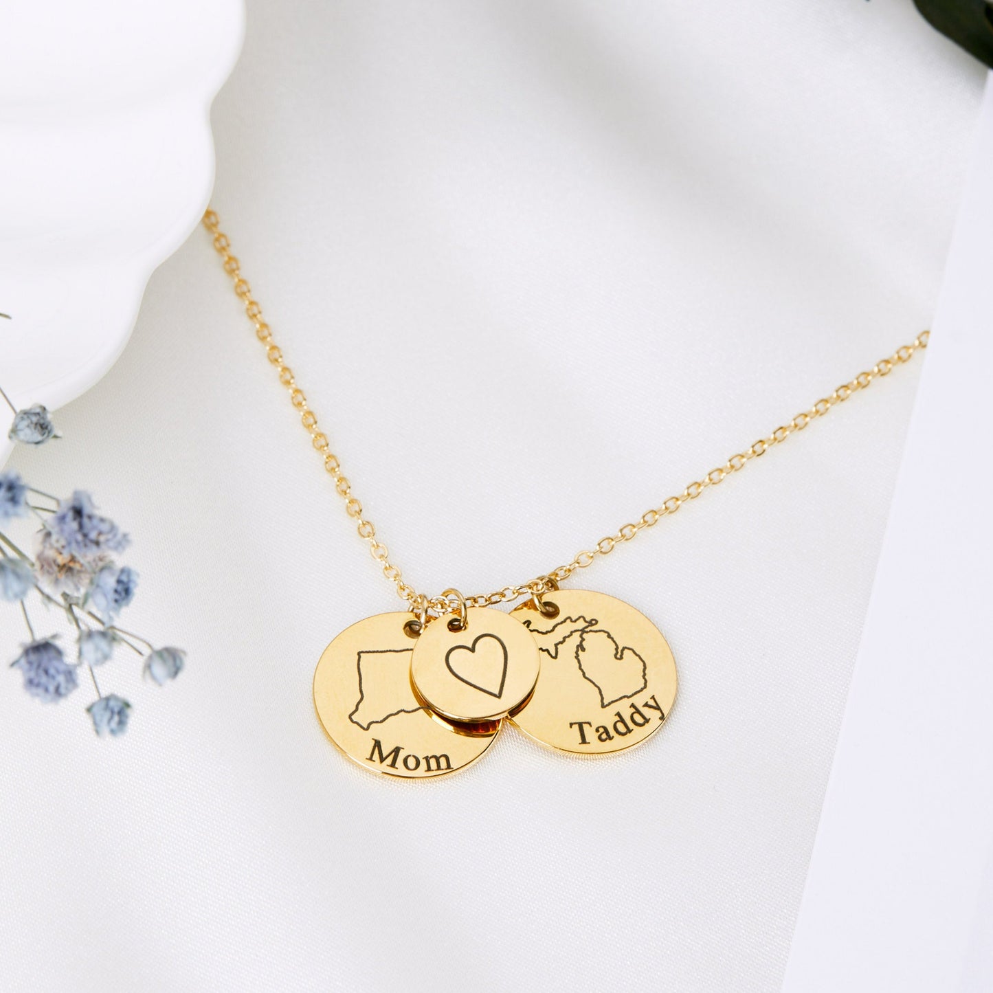 Personalized Long Distance State Necklace