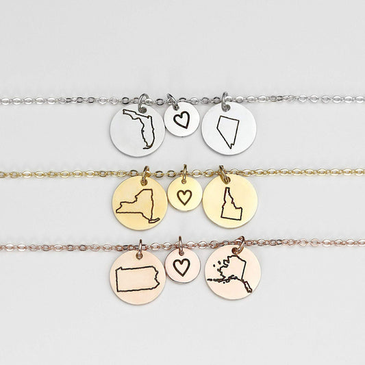 Personalized Long Distance State Necklace