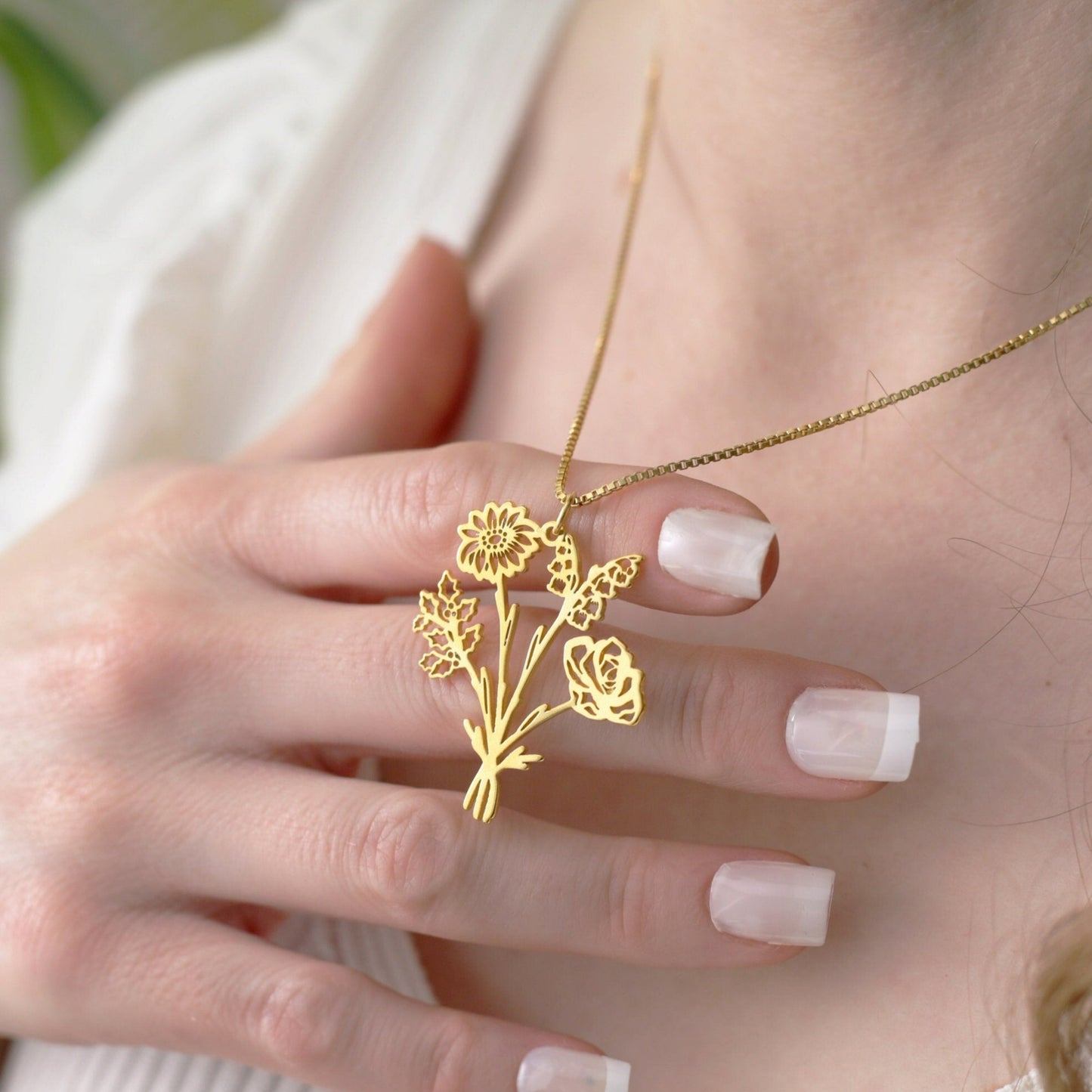 Combined Birth Flower Bouquet Necklace