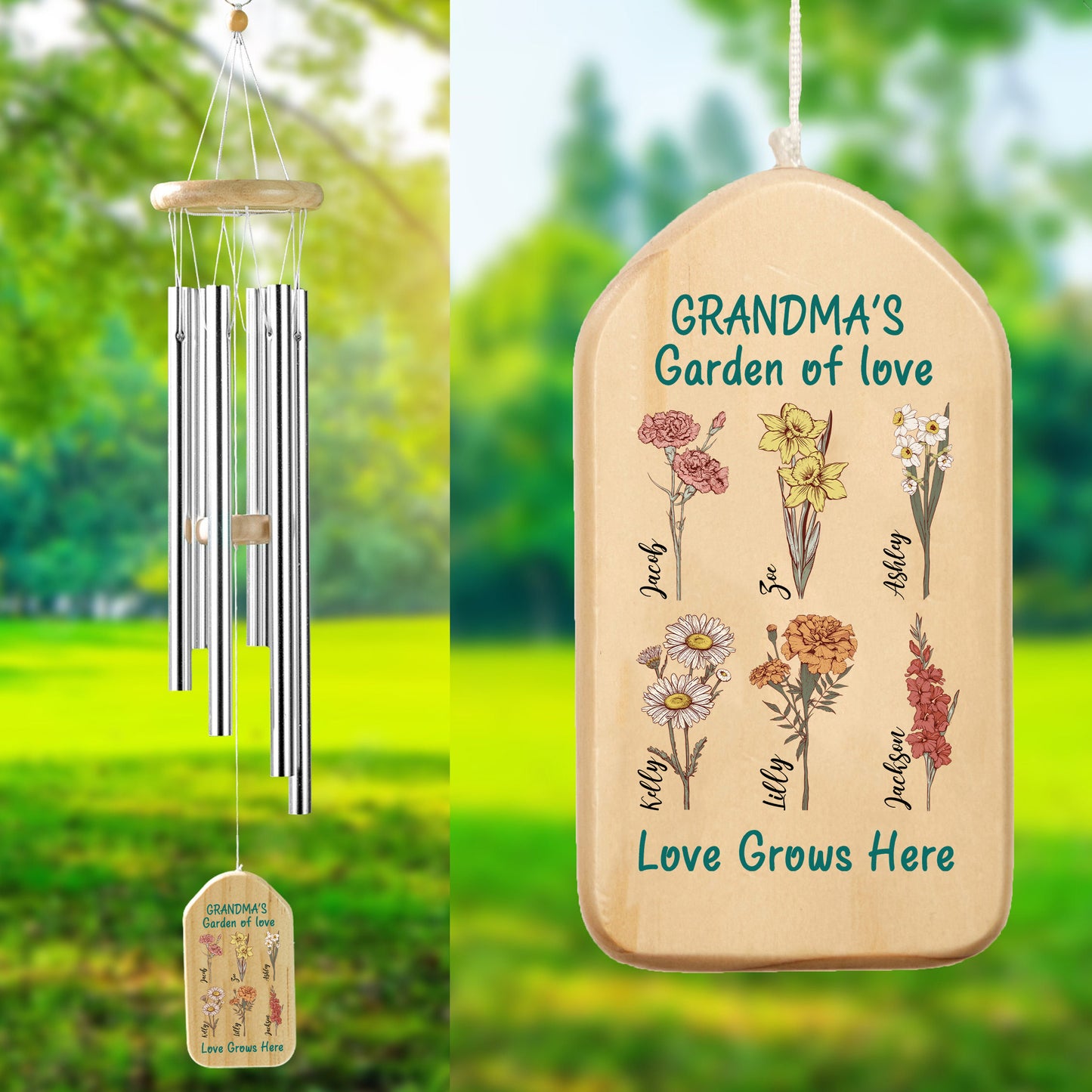 Personalized Birth Flower Wind Chimes