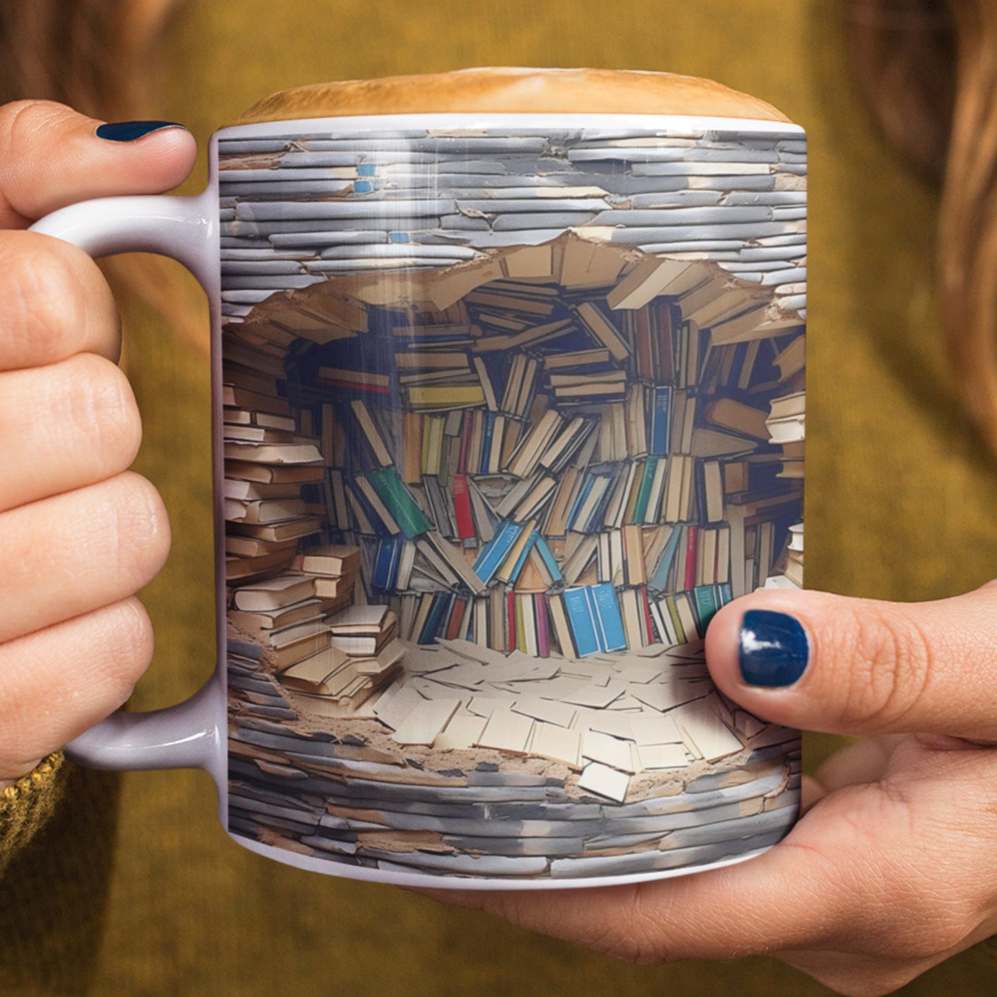 3D Bookshelf Mug