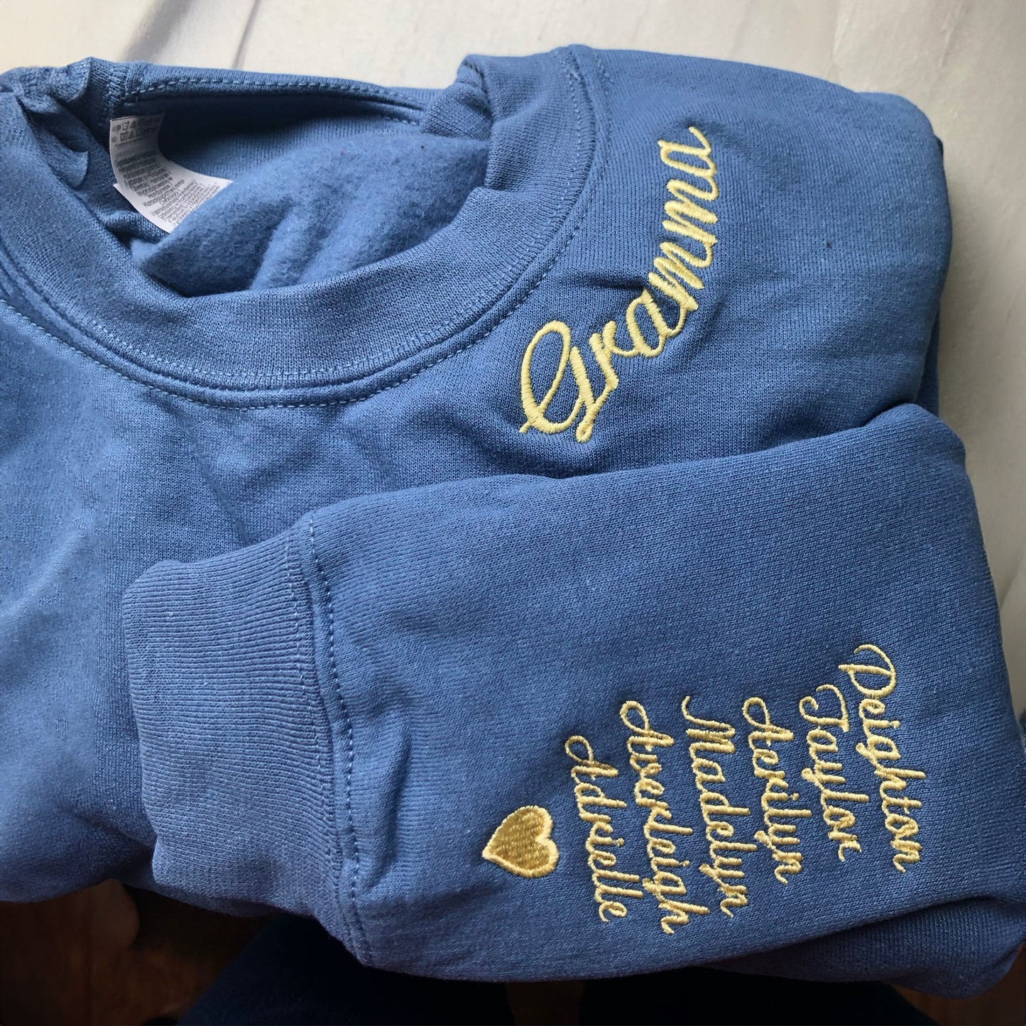 Custom Grandma Sweatshirt with Children Name on Sleeve