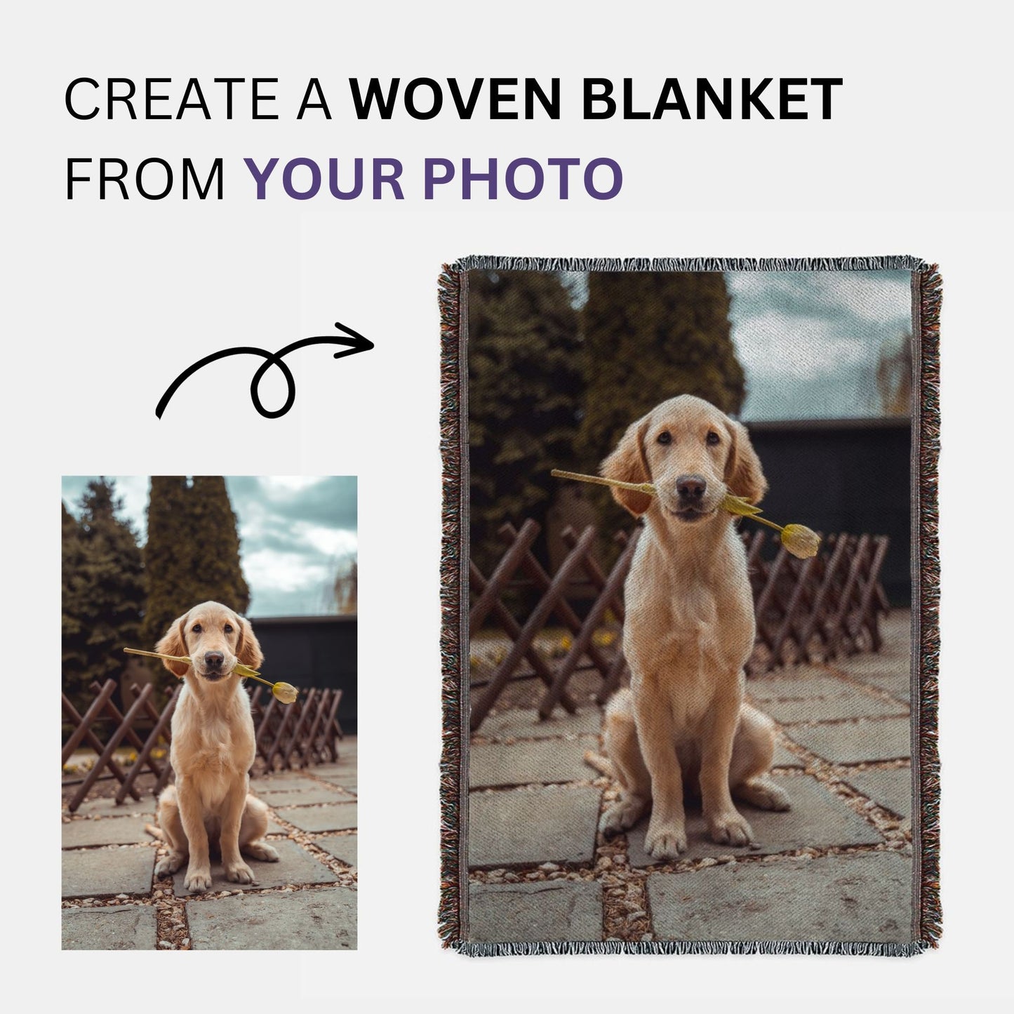 Custom Pet Photo Woven Blanket