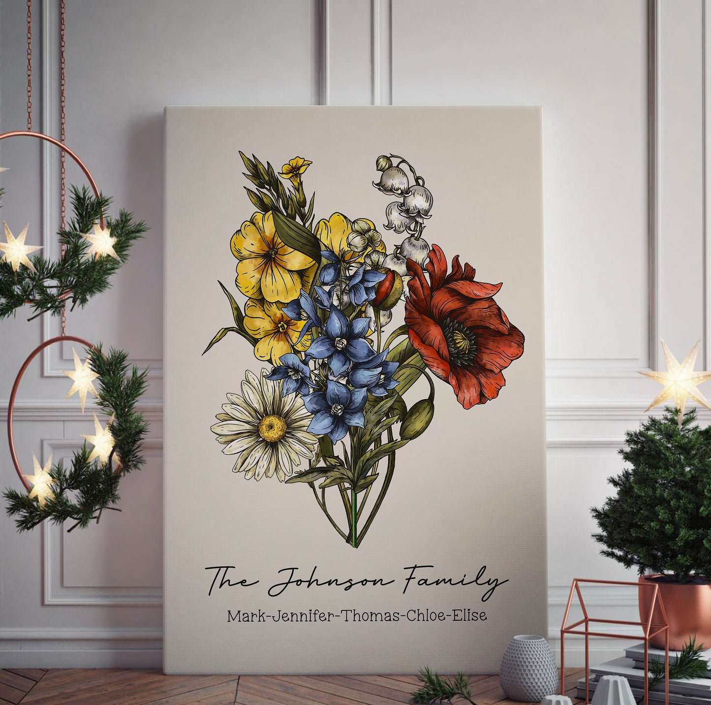 50%OFF🌷Birth Flower Family Bouquet Personalized Names Frame