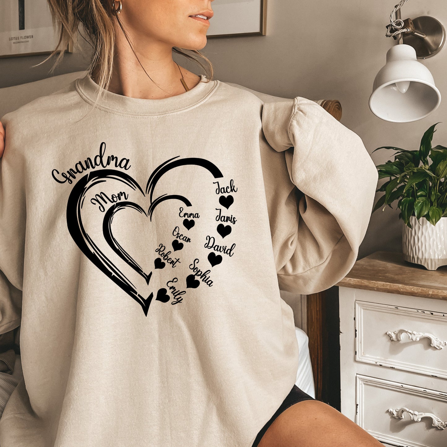 Custom Grandma Heart Sweatshirt Sweatshirt/Hoodie/T-Shirt