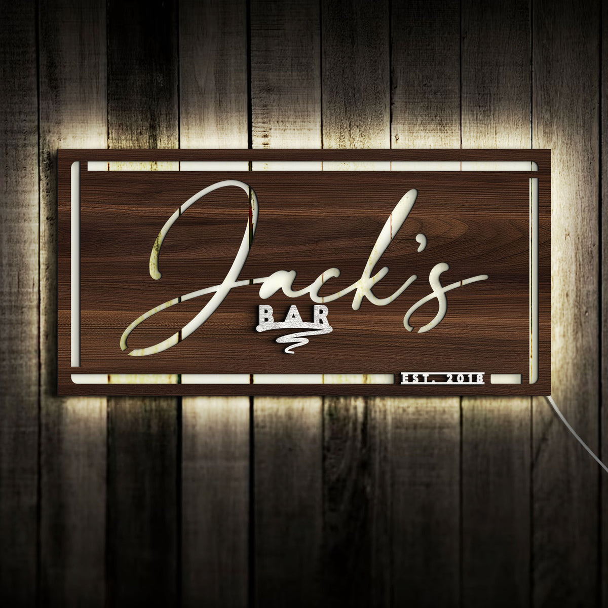 Personalized LED Light Wooden Bar Sign