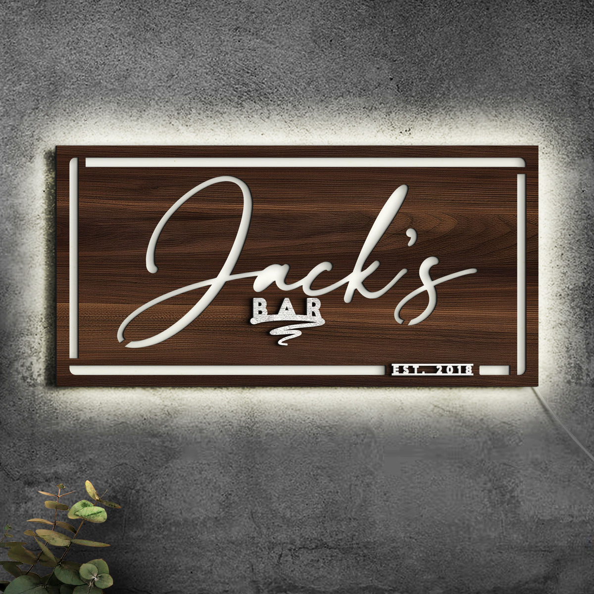 Personalized LED Light Wooden Bar Sign