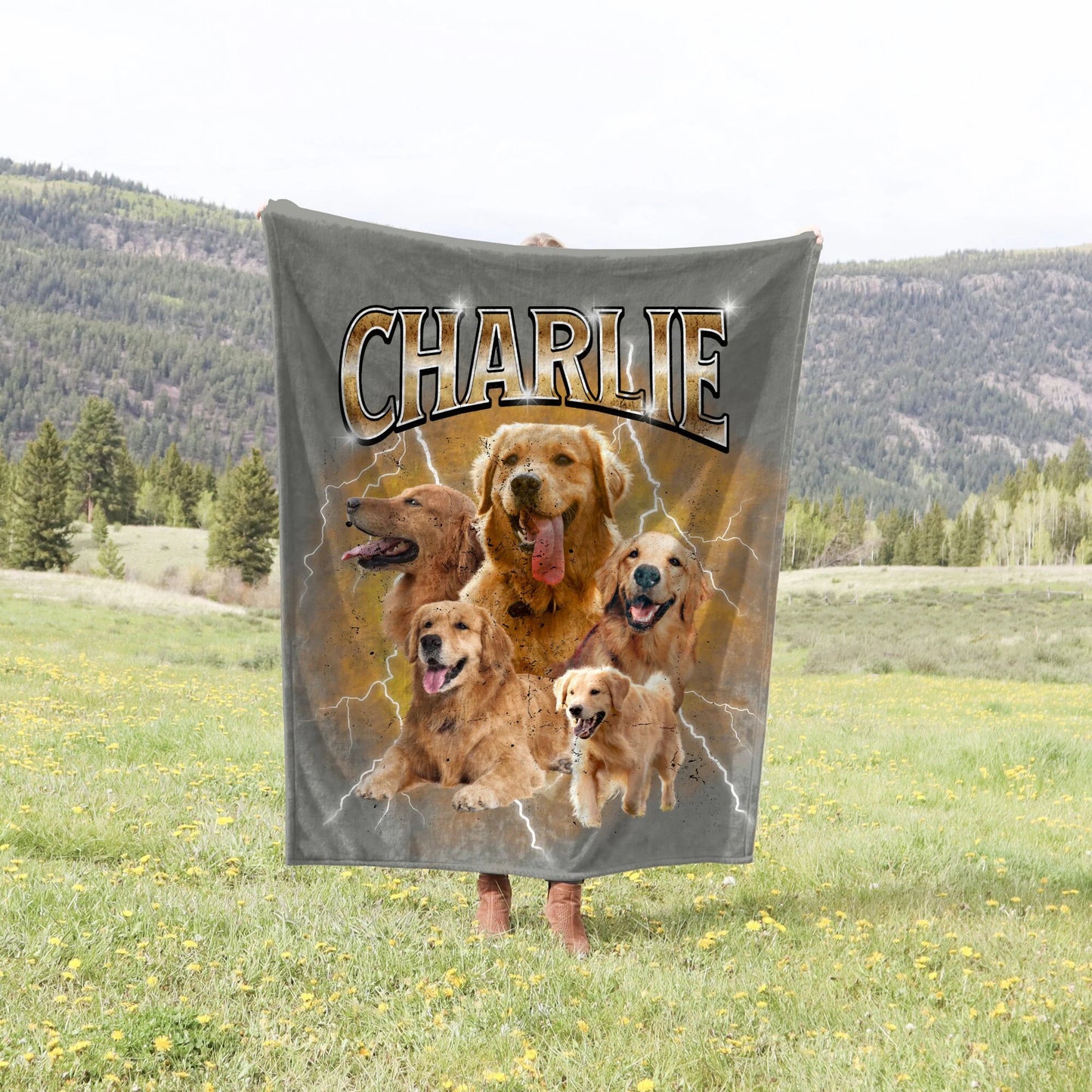 Custom Vintage Pet Photo Blanket