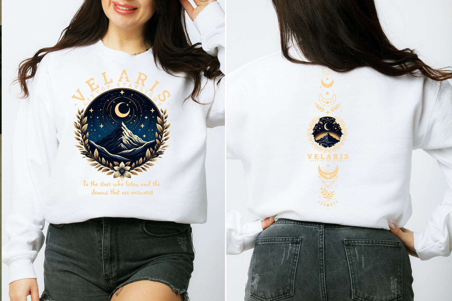 Velaris Starlight City T-Shirt - Mystical Night Sky & Dreamy Landscape