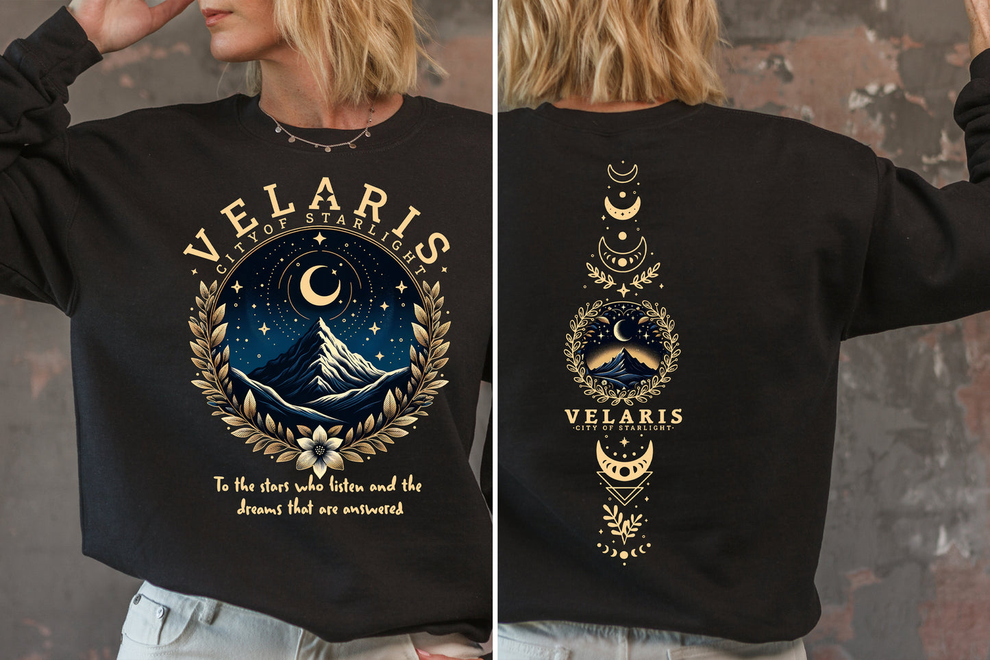 Velaris Starlight City T-Shirt - Mystical Night Sky & Dreamy Landscape