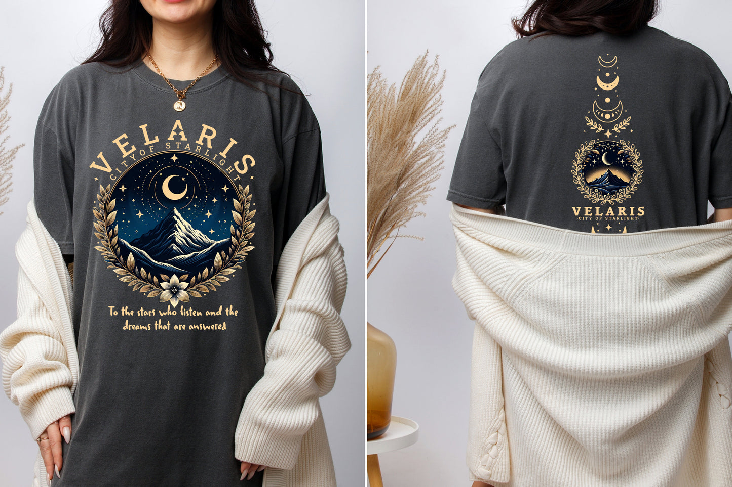 Velaris Starlight City T-Shirt - Mystical Night Sky & Dreamy Landscape