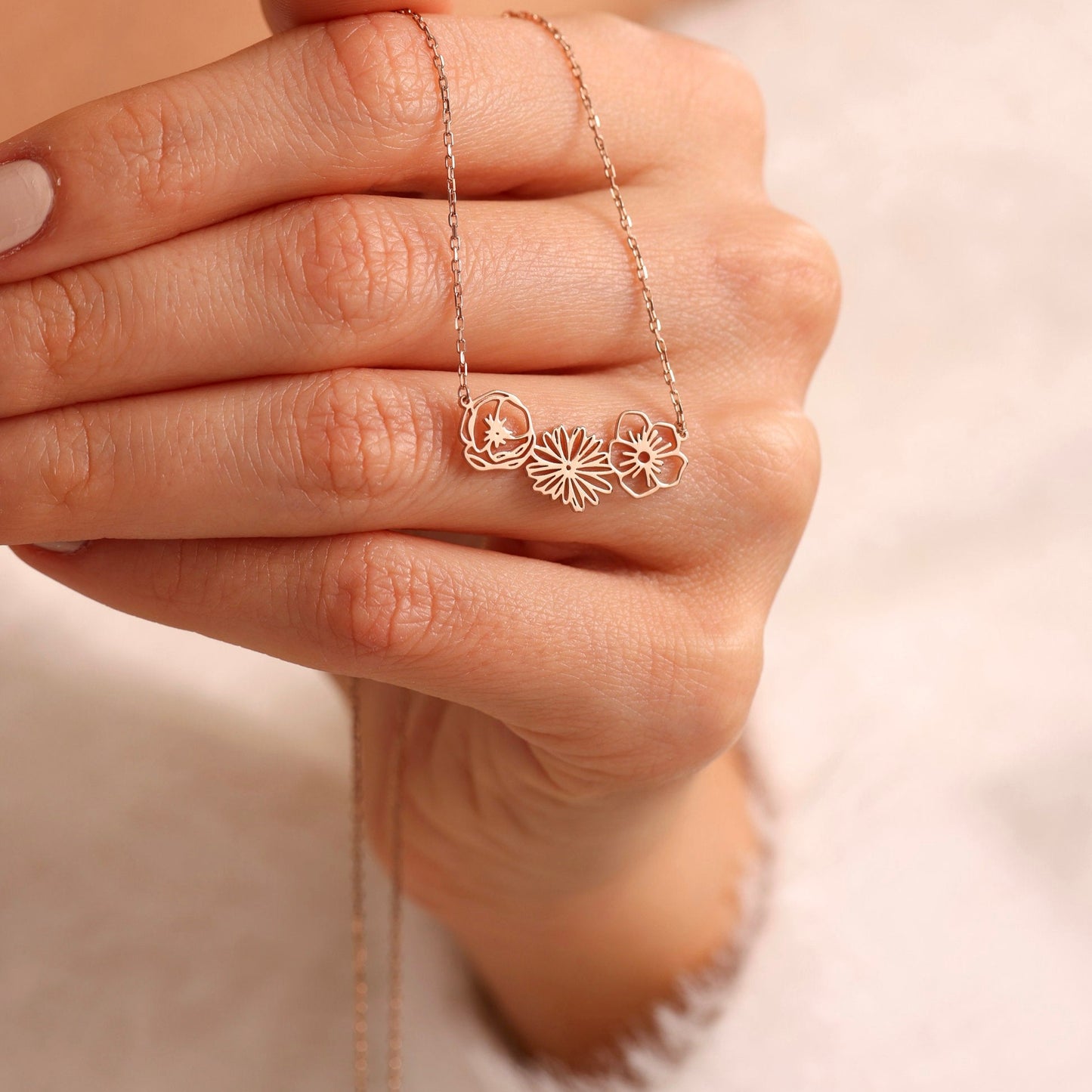 ✨Personalized Birth Flower Necklace, Dainty Birth Flower Bracelet✨