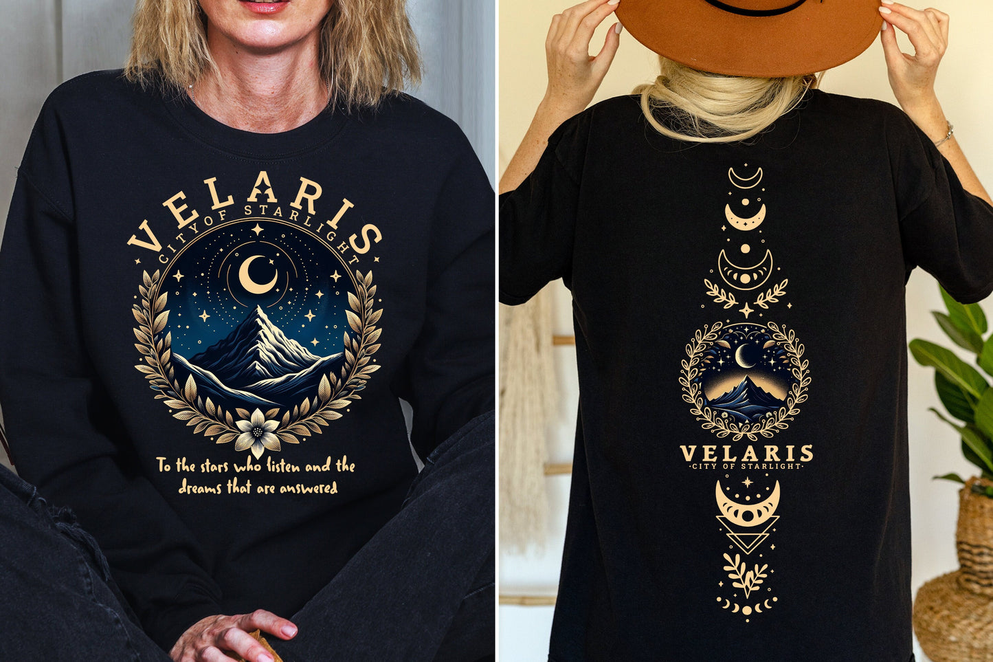 Velaris Starlight City T-Shirt - Mystical Night Sky & Dreamy Landscape