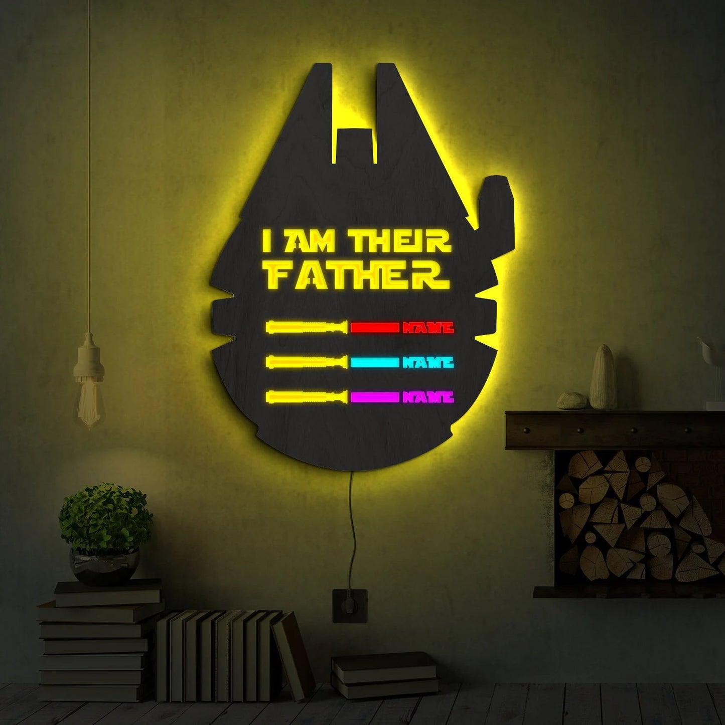 I Am Their Father Wooden Sign Lighted