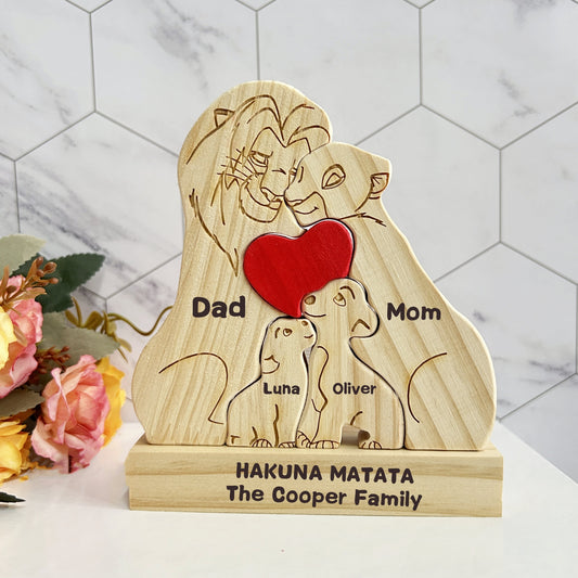 Custom Wooden Lion Family Puzzle