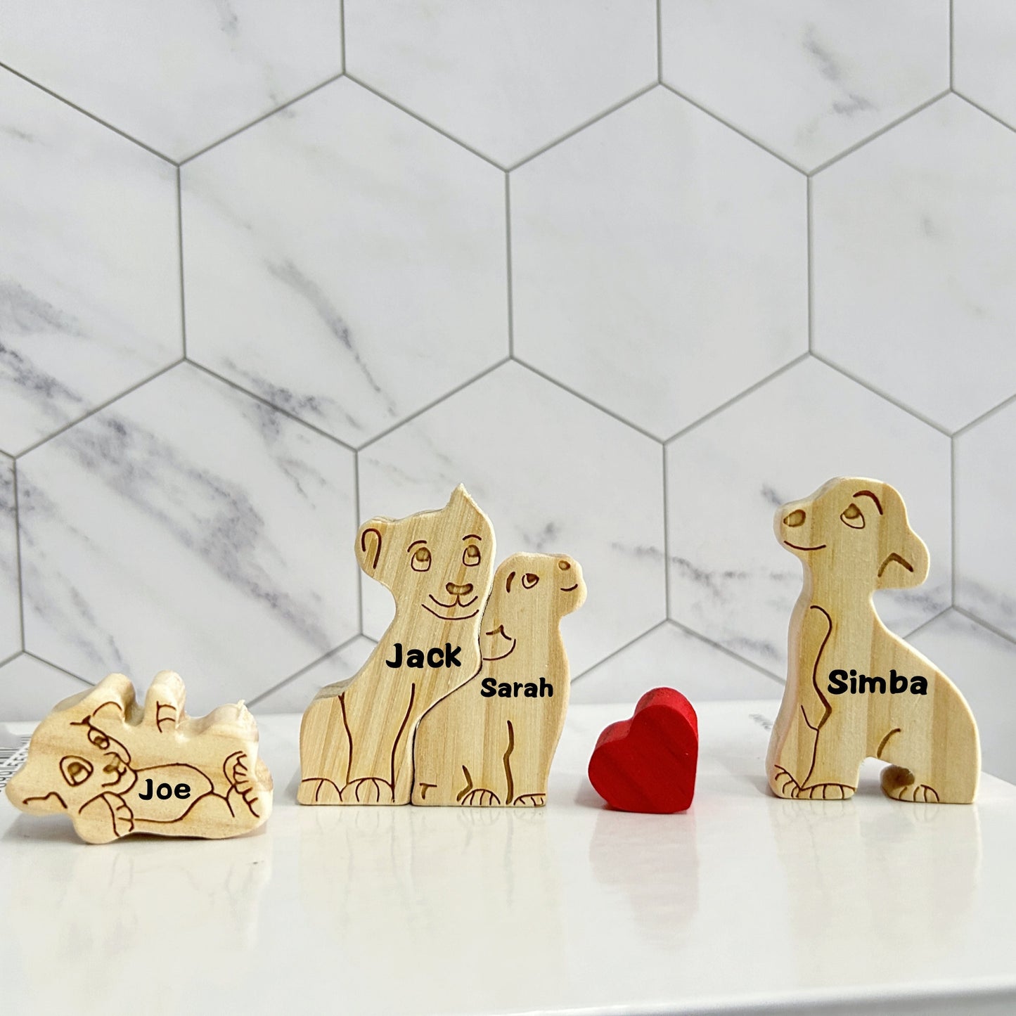 Custom Wooden Lion Family Puzzle