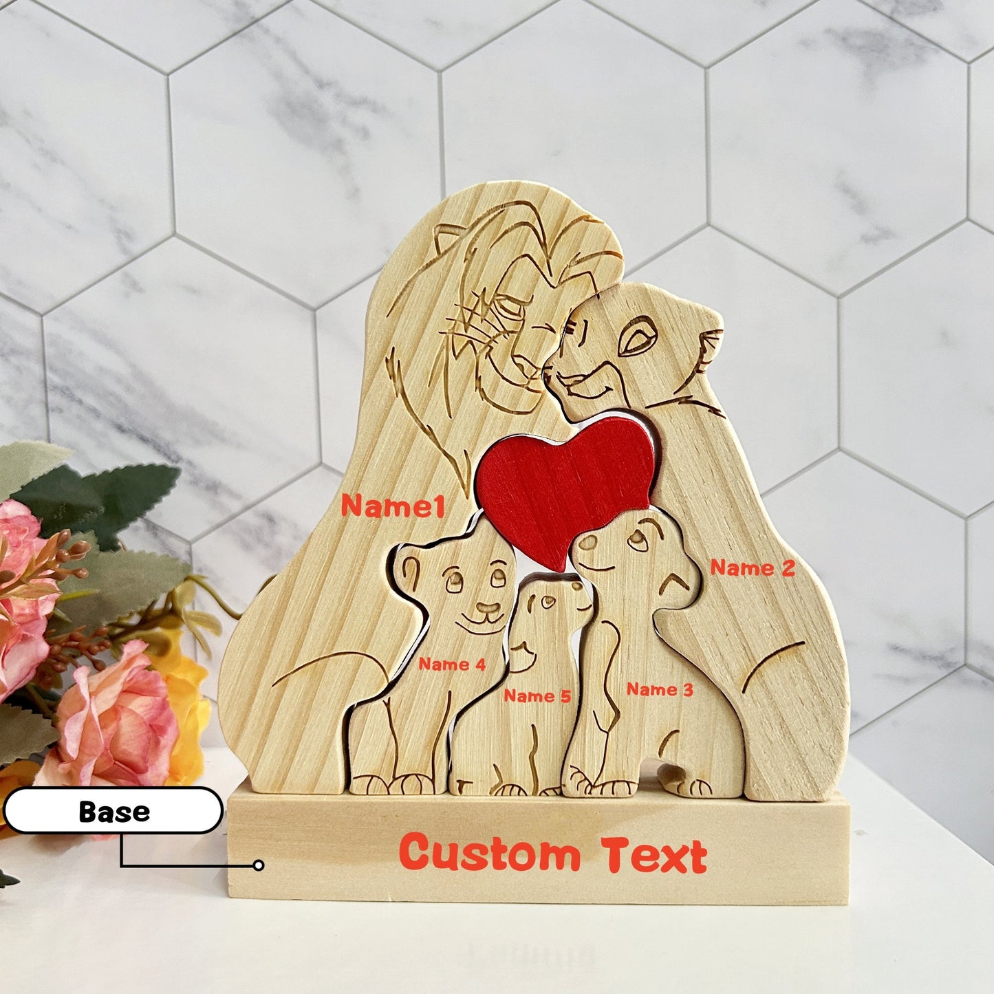 Custom Wooden Lion Family Puzzle