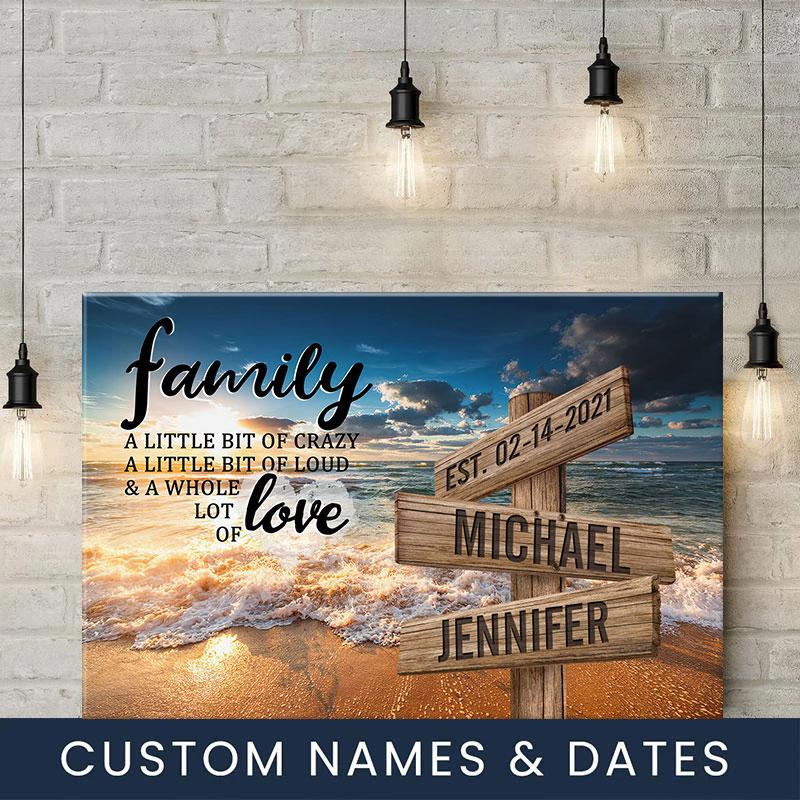 Ocean Sunset Color A Little Whole Lot of Love Multi-Names Premium Canvas #2