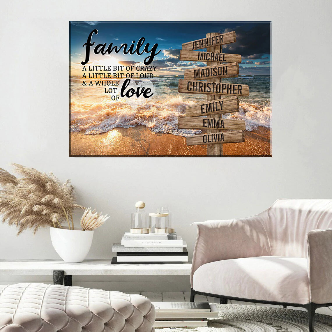 Ocean Sunset Color A Little Whole Lot of Love Multi-Names Premium Canvas #2